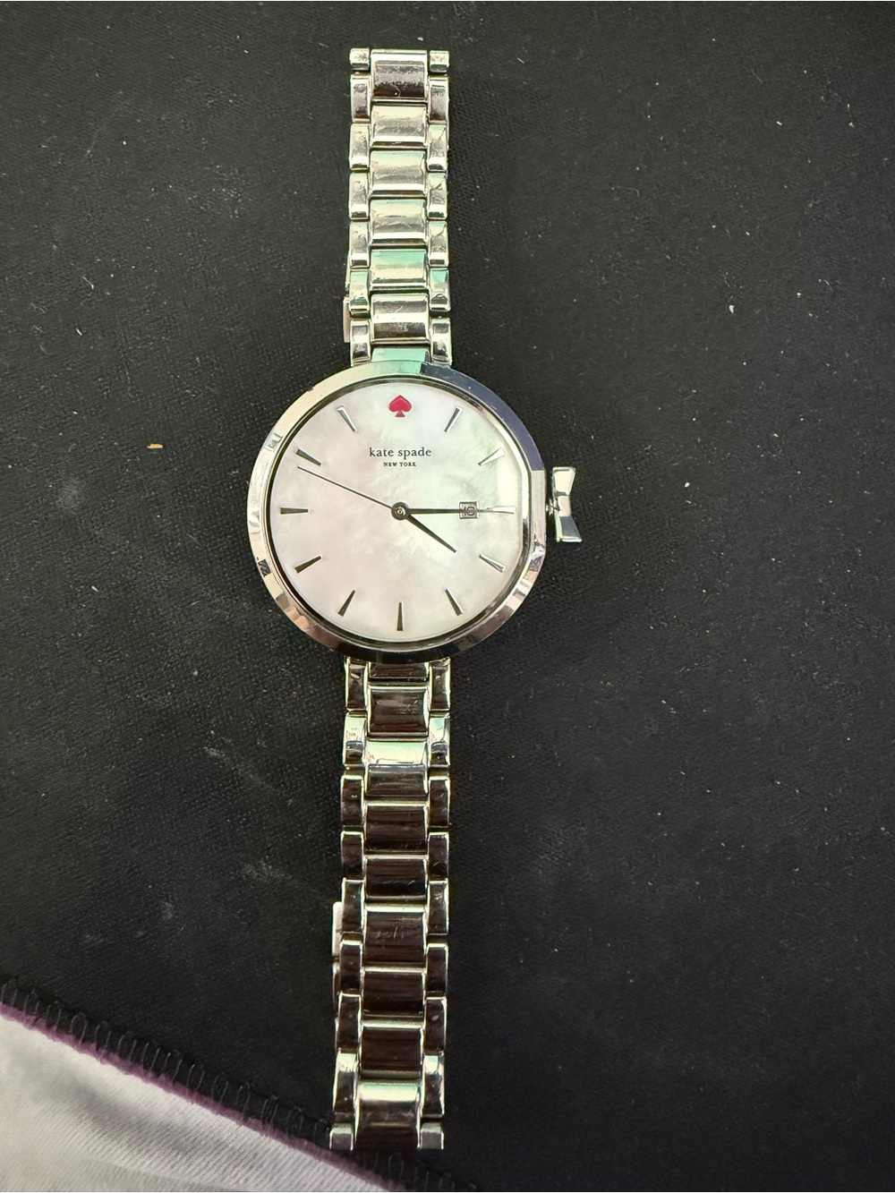 kate spade Silver Stainless Steel Women's Watch with Mother-of-Pearl Dial